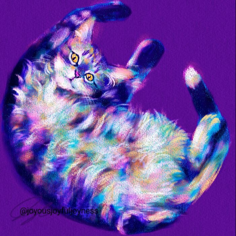 Mis 20 pinturas extravagantes de gatos en sus poses más divertidas
