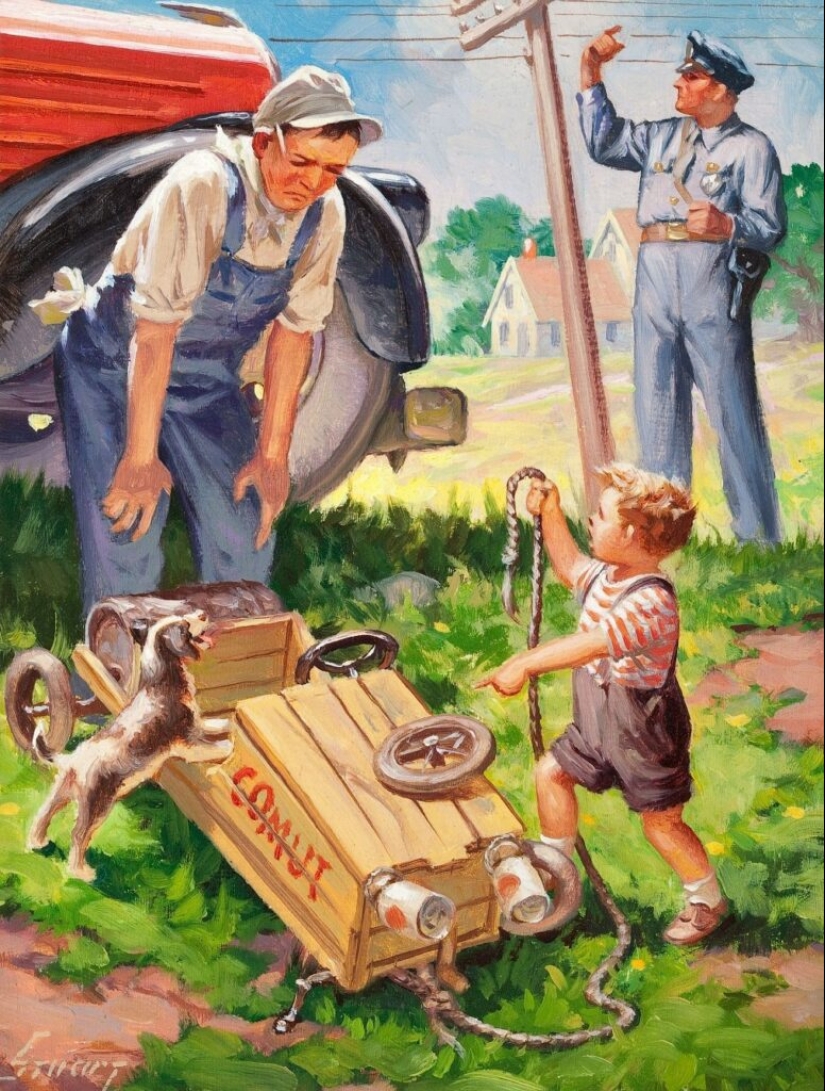 Mischievous toddlers by illustrator Raymond James Stewart Mischievous toddlers by illustrator Raymond James Stewart