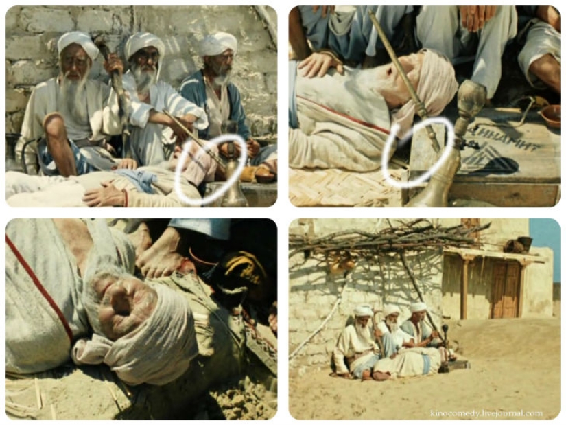 Movie bloopers in the film "White Sun of the Desert"