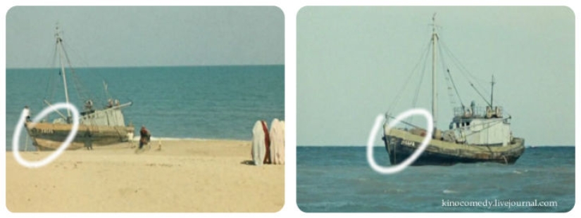 Movie bloopers in the film "White Sun of the Desert"