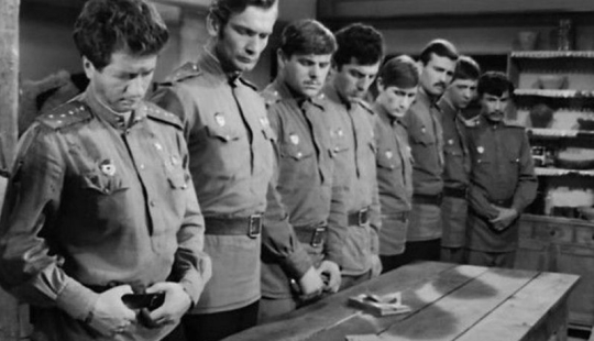 Movie legend: "Only old men go into battle" Movie legend: "Only old men go into battle"