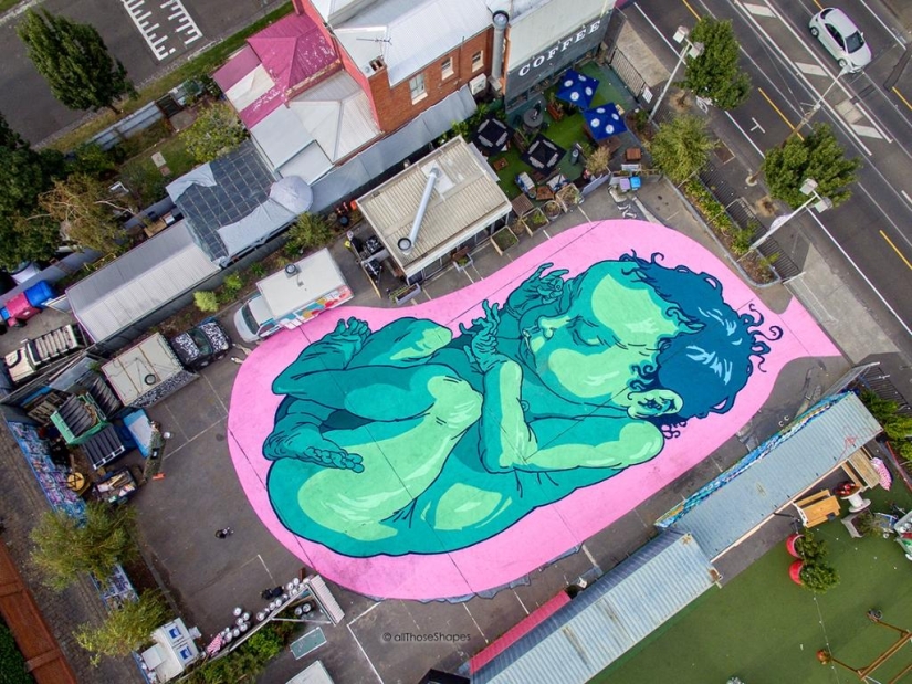 Murales gigantes en el suelo del australiano Kitt Bennett
