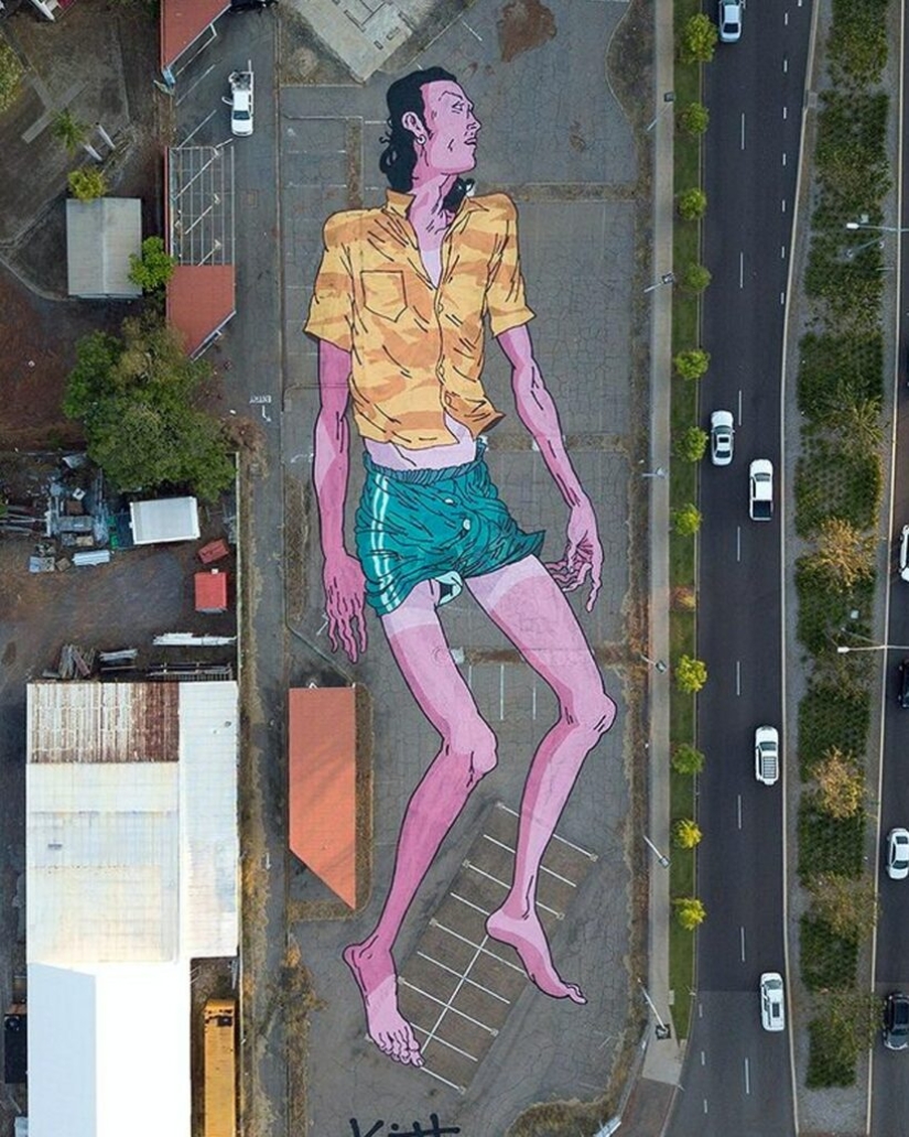Murales gigantes en el suelo del australiano Kitt Bennett