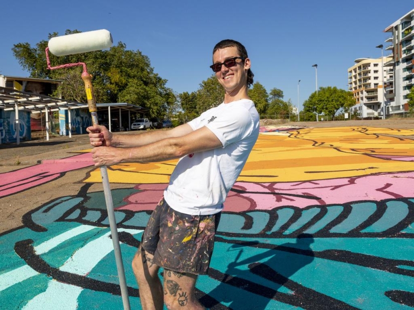 Murales gigantes en el suelo del australiano Kitt Bennett