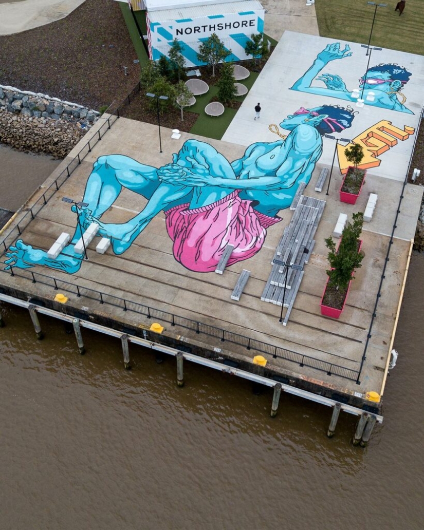 Murales gigantes en el suelo del australiano Kitt Bennett