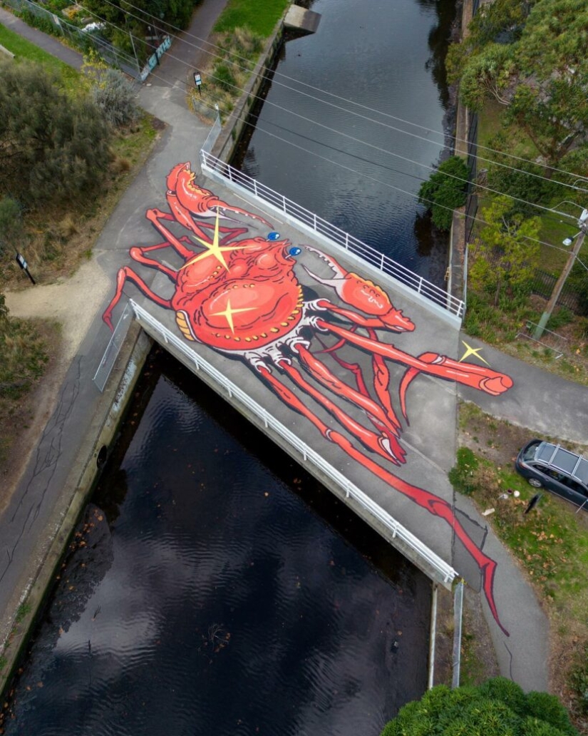 Murales gigantes en el suelo del australiano Kitt Bennett