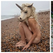 Naked girls in masks by Ben Hopper