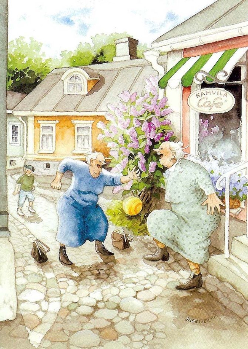 Naughty old ladies: a series of postcards with cheerful friends Naughty old ladies: a series of postcards with cheerful friends