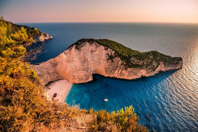 Navaio Bay is a protected beach on the Greek island of Zakynthos Navaio Bay is a protected beach on the Greek island of Zakynthos