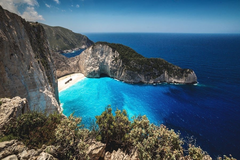Navaio Bay is a protected beach on the Greek island of Zakynthos Navaio Bay is a protected beach on the Greek island of Zakynthos