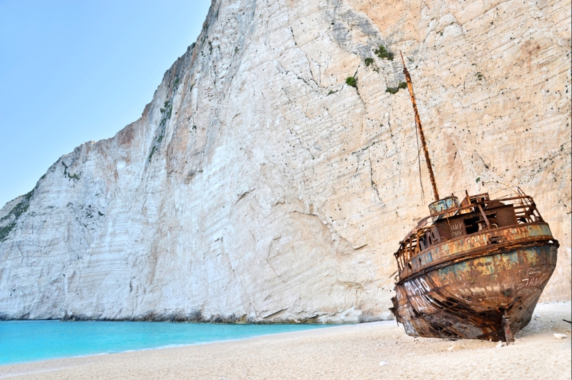 Navaio Bay is a protected beach on the Greek island of Zakynthos Navaio Bay is a protected beach on the Greek island of Zakynthos