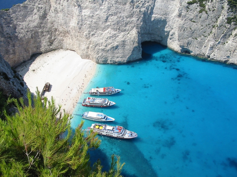 Navaio Bay is a protected beach on the Greek island of Zakynthos Navaio Bay is a protected beach on the Greek island of Zakynthos