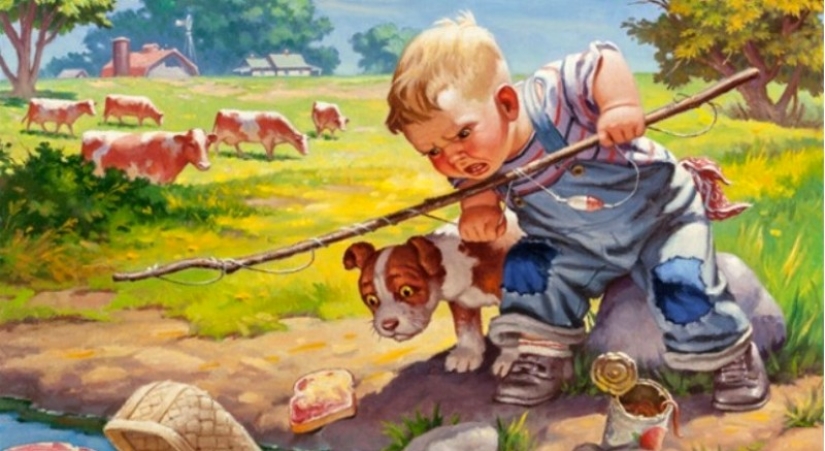 Niños pequeños traviesos del ilustrador Raymond James Stewart Niños pequeños traviesos del ilustrador Raymond James Stewart