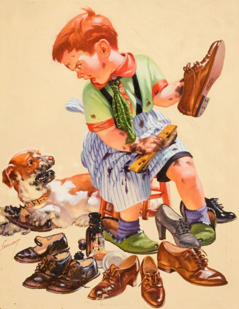 Niños pequeños traviesos del ilustrador Raymond James Stewart Niños pequeños traviesos del ilustrador Raymond James Stewart