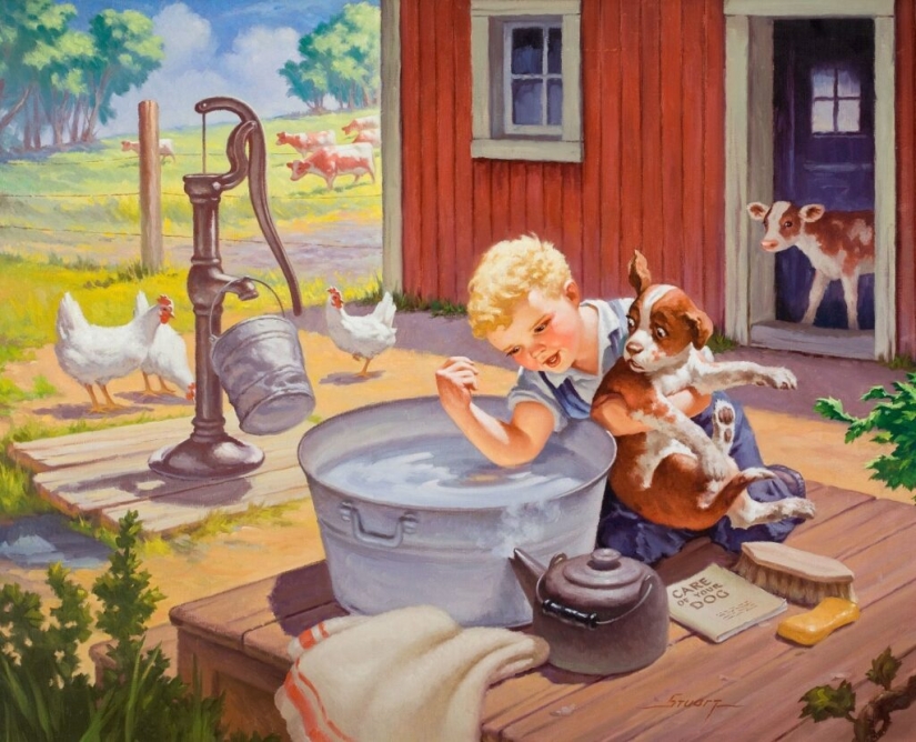 Niños pequeños traviesos del ilustrador Raymond James Stewart Niños pequeños traviesos del ilustrador Raymond James Stewart