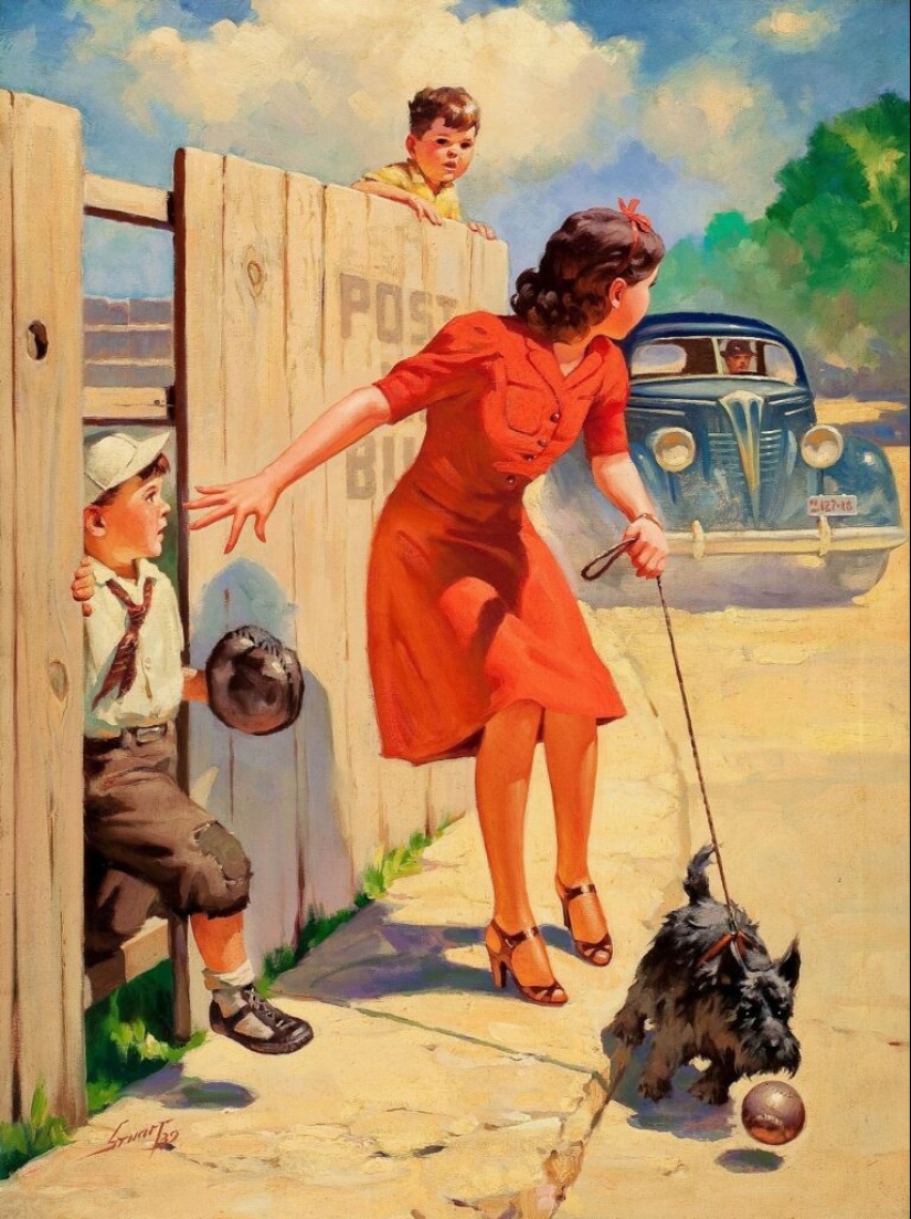 Niños pequeños traviesos del ilustrador Raymond James Stewart Niños pequeños traviesos del ilustrador Raymond James Stewart