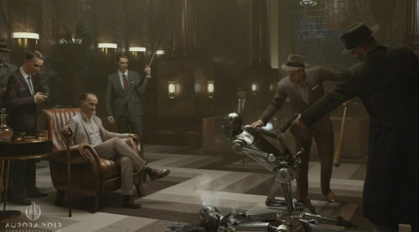 Noir cyberpunk en las pinturas de Tim Razumovsky