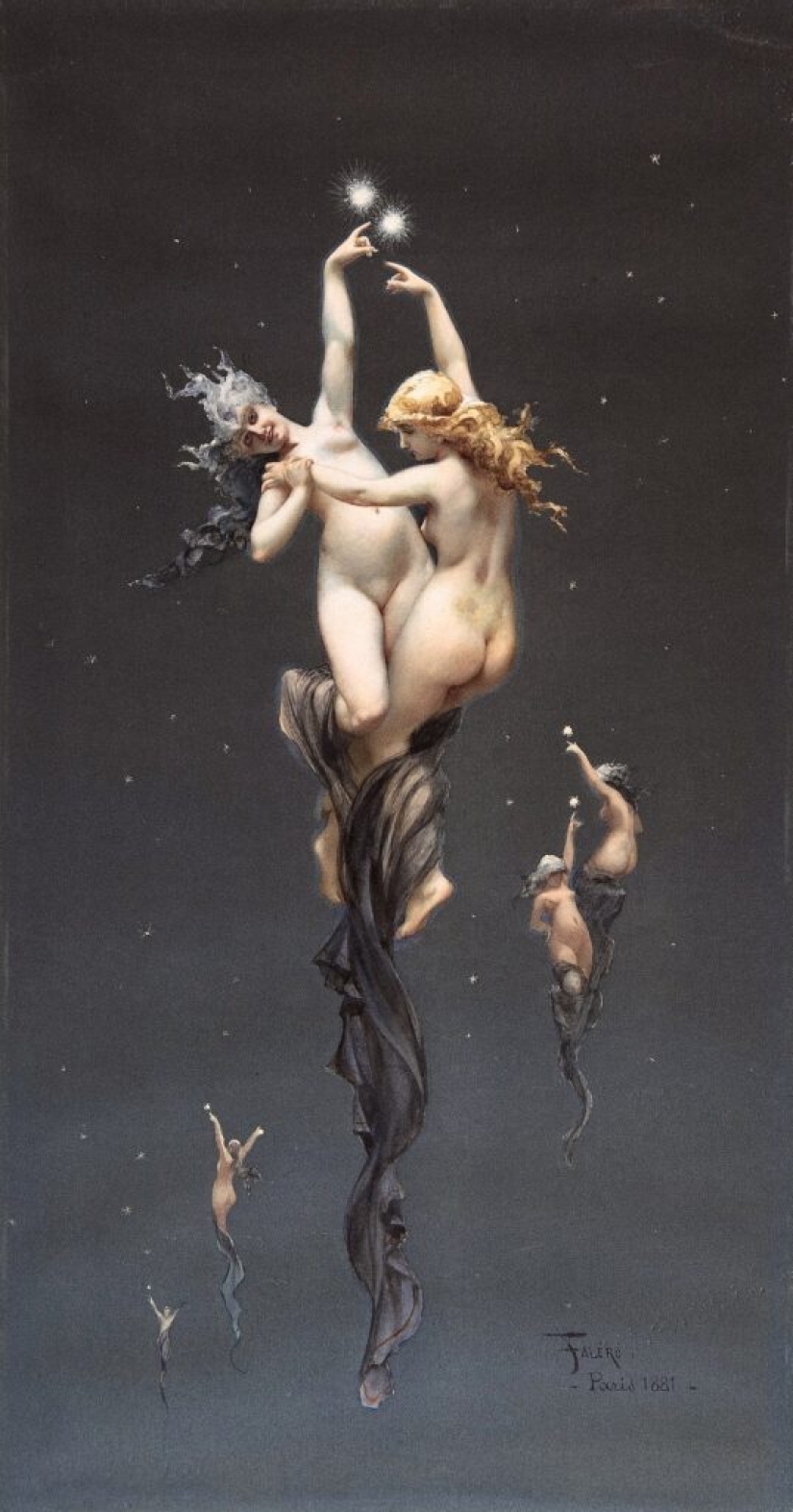 Nude fairies by the artist Luis Ricardo Falero, who founded the fantasy style in painting