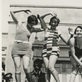 Obscene fashion of a century ago - stockings rolled up under the knee