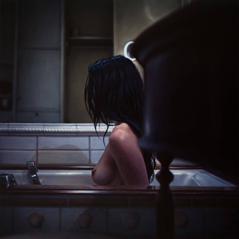 Oil painting: dark hyperrealistic drawings by Damien Loeb
