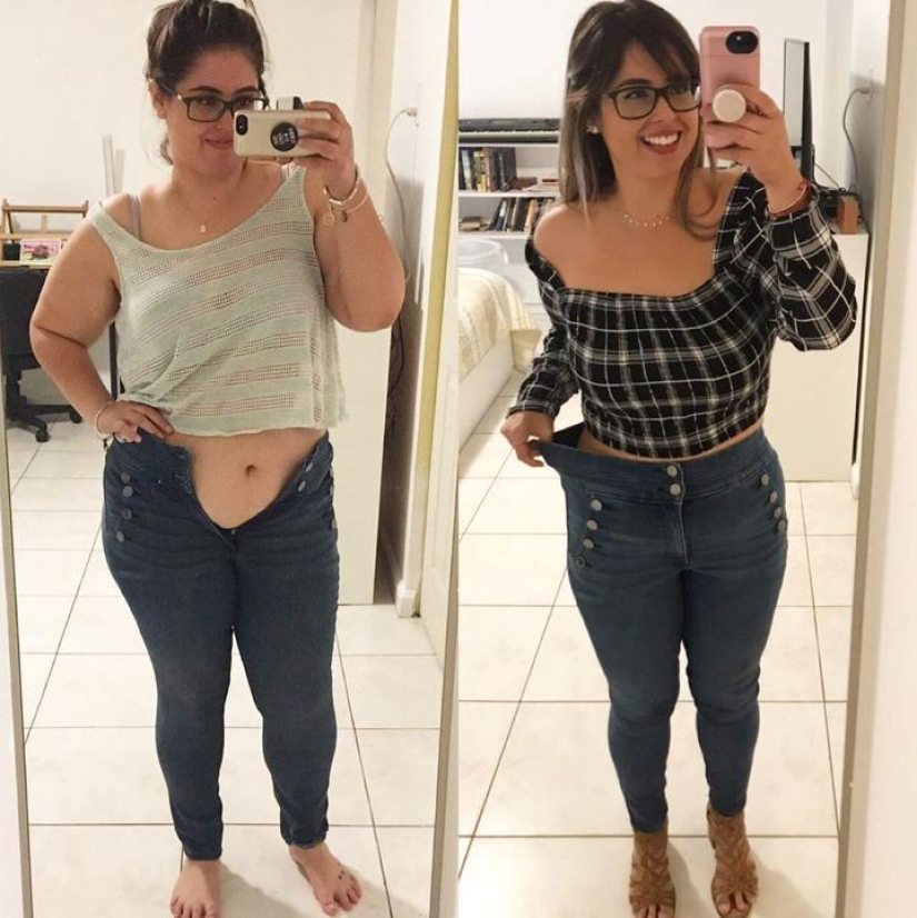 Old clothes for new body: 20 photos of girls before and after weight loss