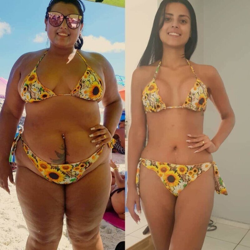 Old clothes for new body: 20 photos of girls before and after weight loss