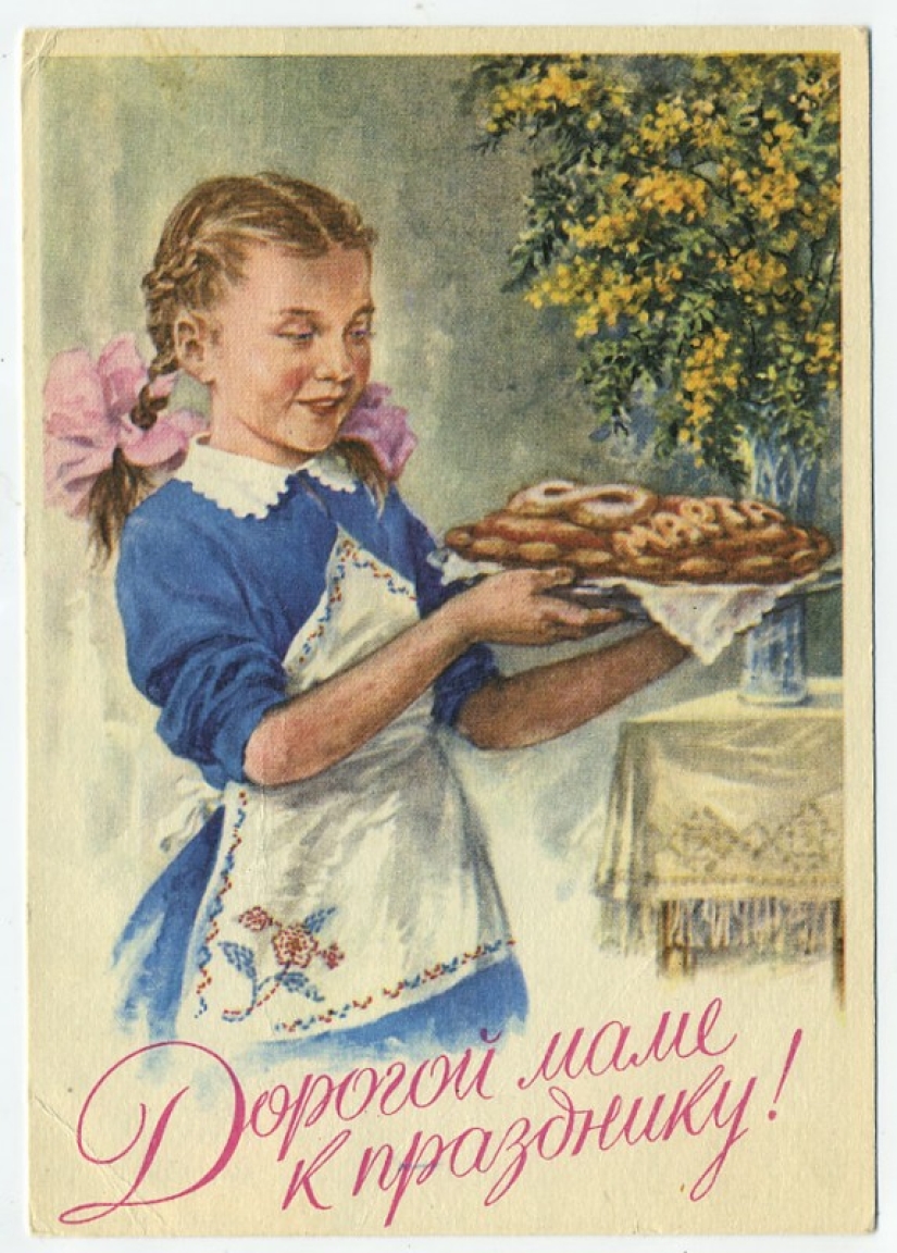Old postcard for March 8