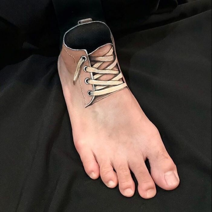 Optical illusion on his own body from the genius of makeup Mimi Choi