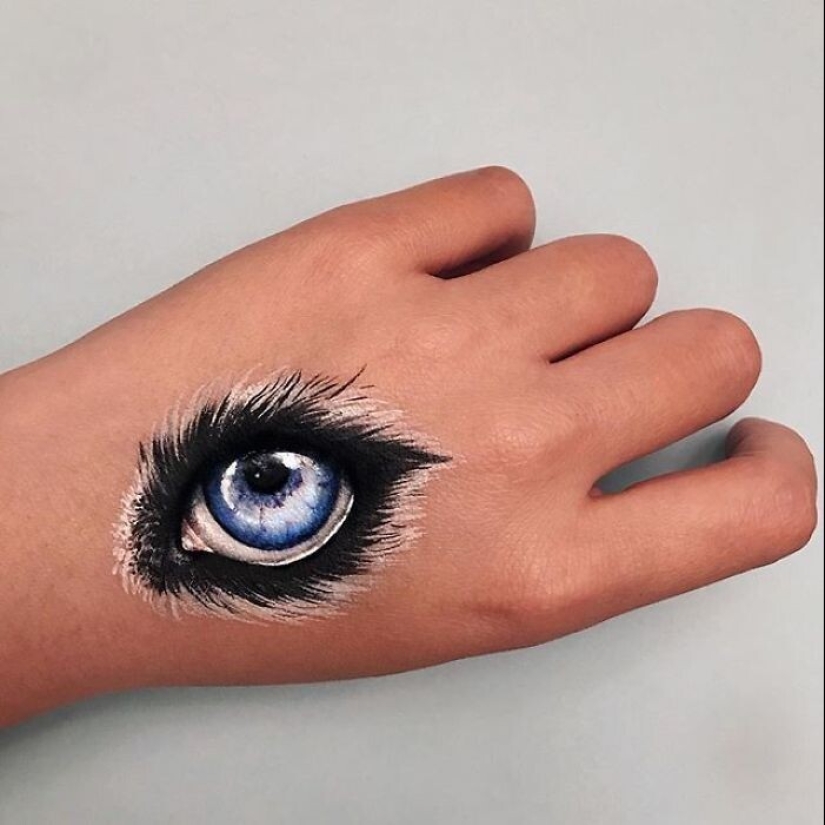 Optical illusion on his own body from the genius of makeup Mimi Choi