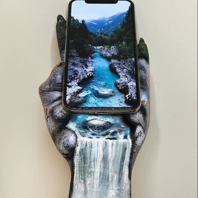 Optical illusion on his own body from the genius of makeup Mimi Choi