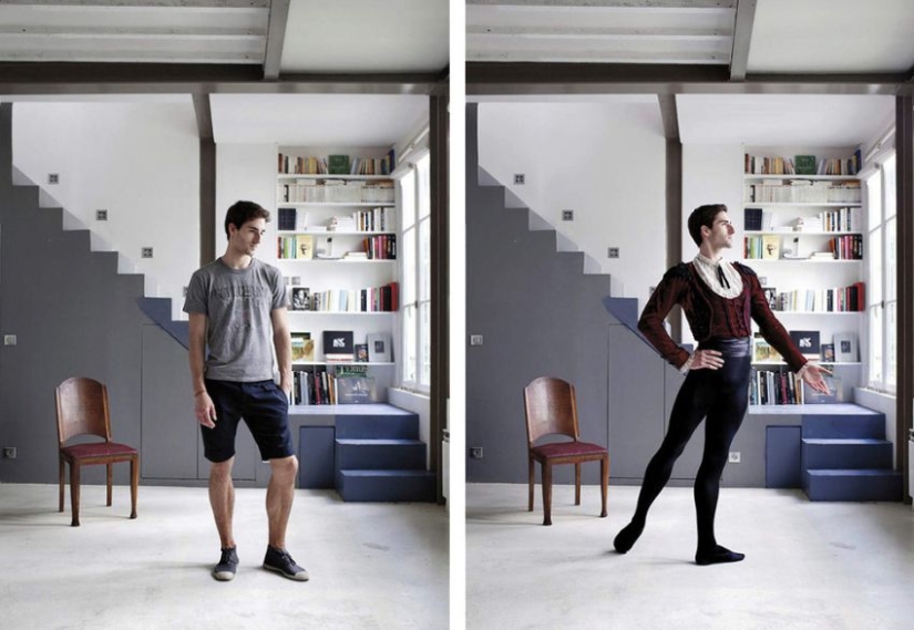 People in casual clothes and work uniforms People in casual clothes and work uniforms