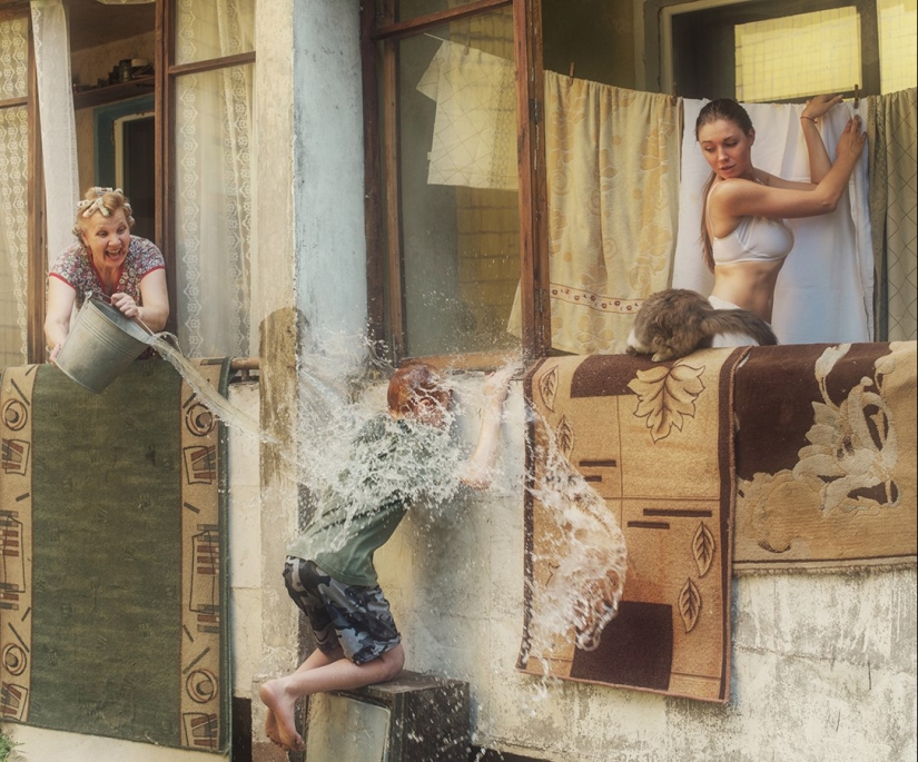 Photo shoot of naughty laundresses by a Ukrainian artist