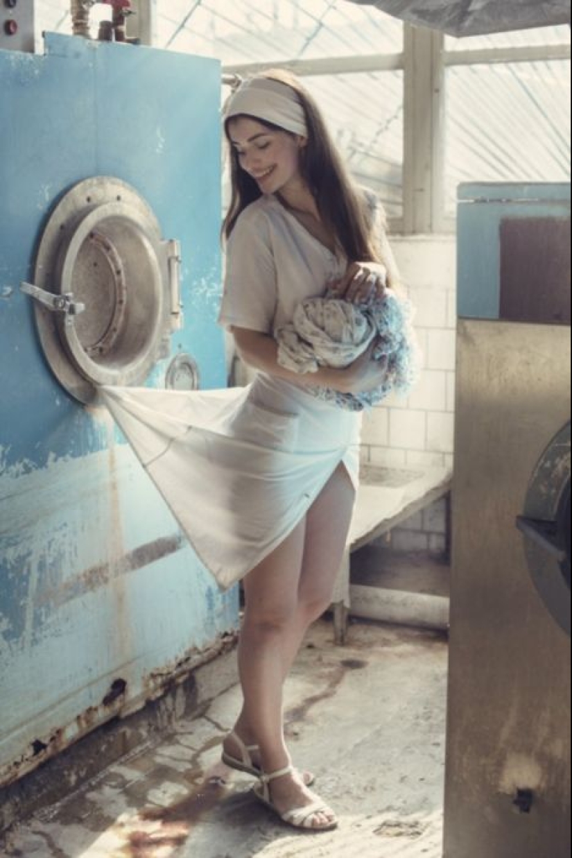 Photo shoot of naughty laundresses by a Ukrainian artist