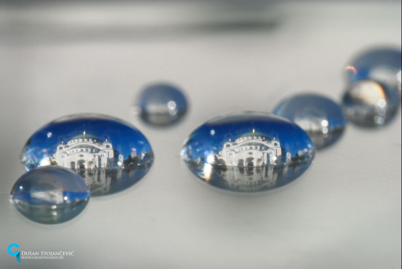 Photographer of 15 years shoots cities of the world in drops of water