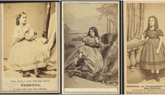 Retratos de Rebecca Más grande, chica blanca de esclavos de Nueva Orleans 1860‑erótico