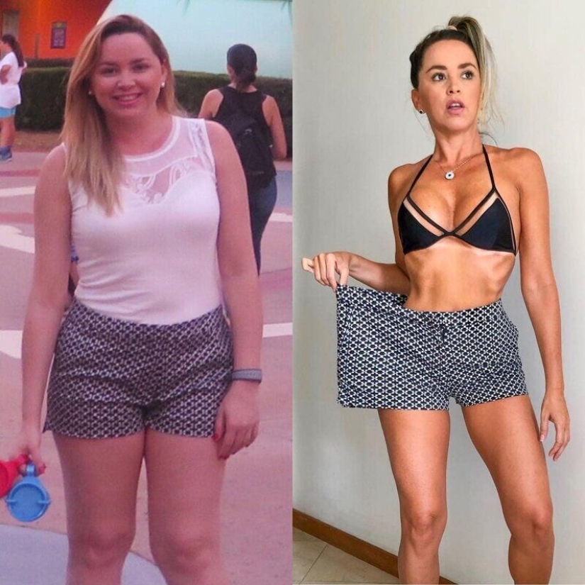 Ropa vieja para el nuevo cuerpo: 20 fotos de chicas antes y después de la pérdida de peso