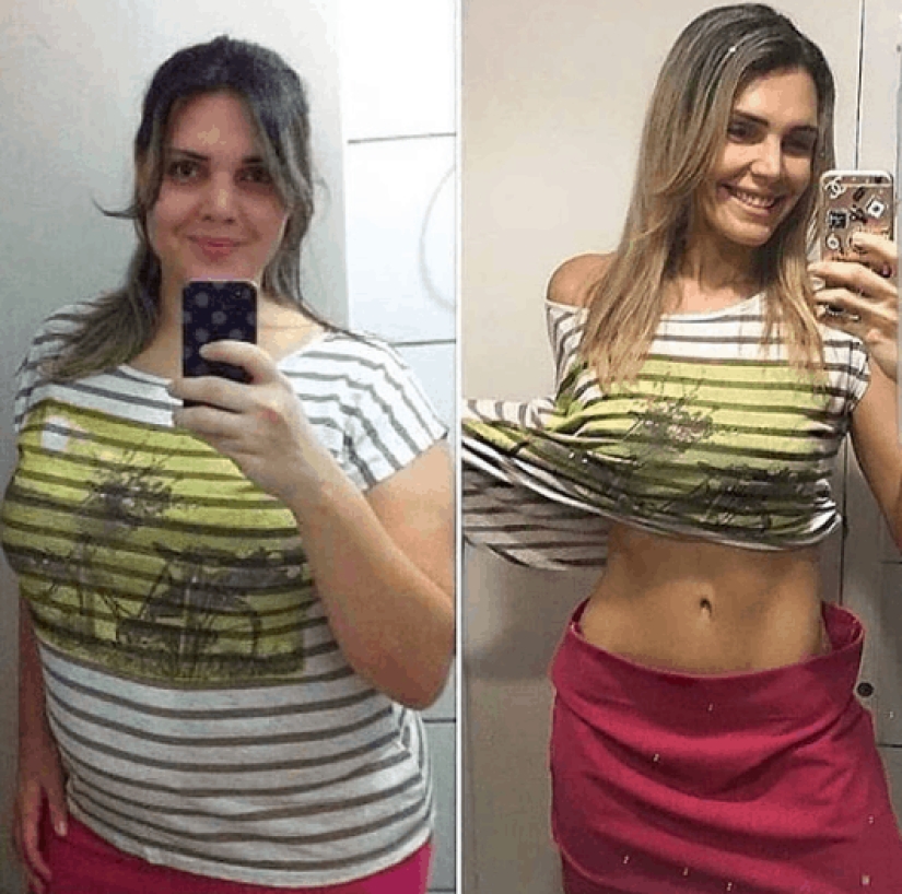 Ropa vieja para el nuevo cuerpo: 20 fotos de chicas antes y después de la pérdida de peso