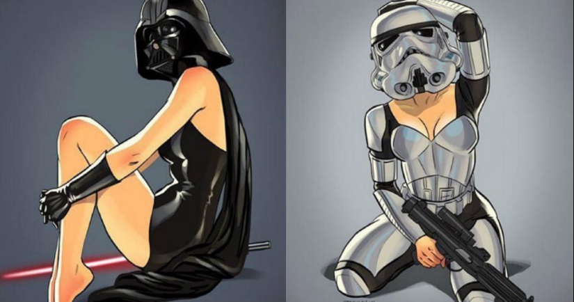 Russian artist changed the gender of the heroes of "Star wars" and drew them in the style of pin-up