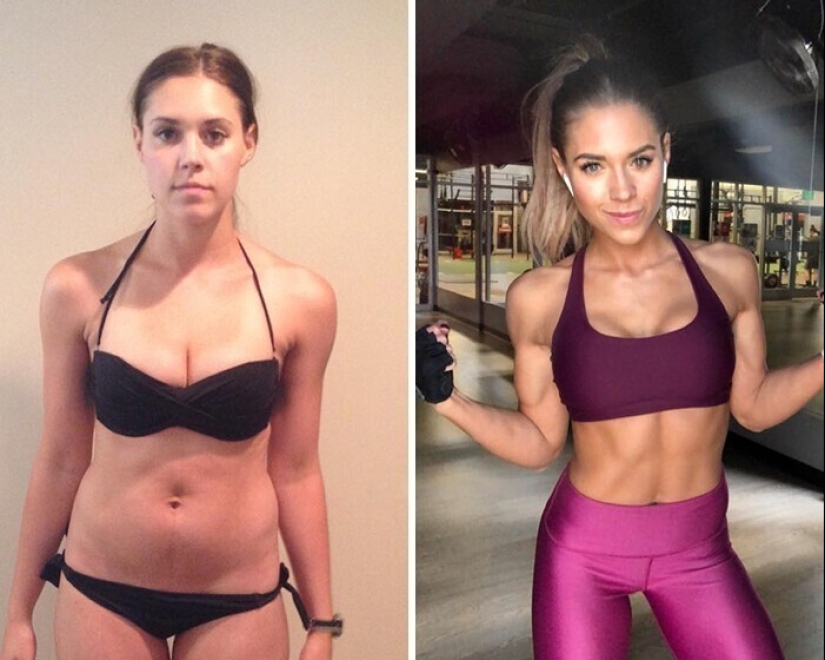 Same weight, different body: 30 examples of "before" and "after" training in the gym
