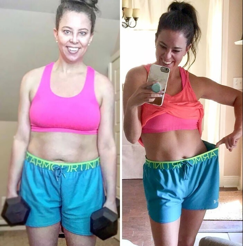 Same weight, different body: 30 examples of "before" and "after" training in the gym