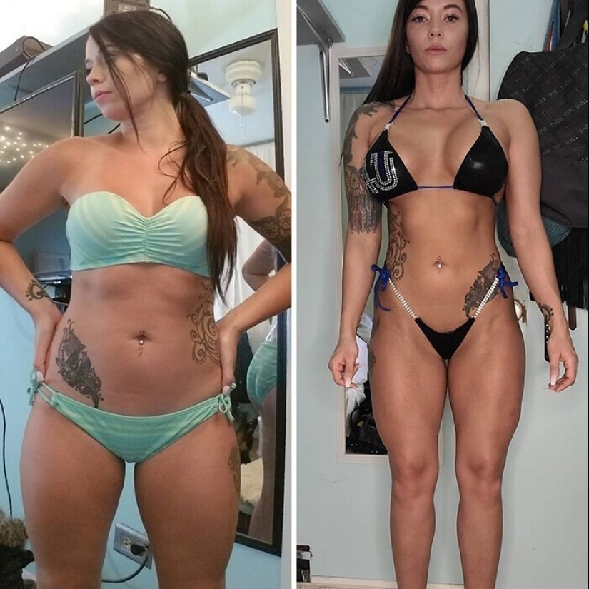 Same weight, different body: 30 examples of "before" and "after" training in the gym