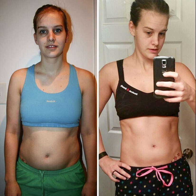 Same weight, different body: 30 examples of "before" and "after" training in the gym