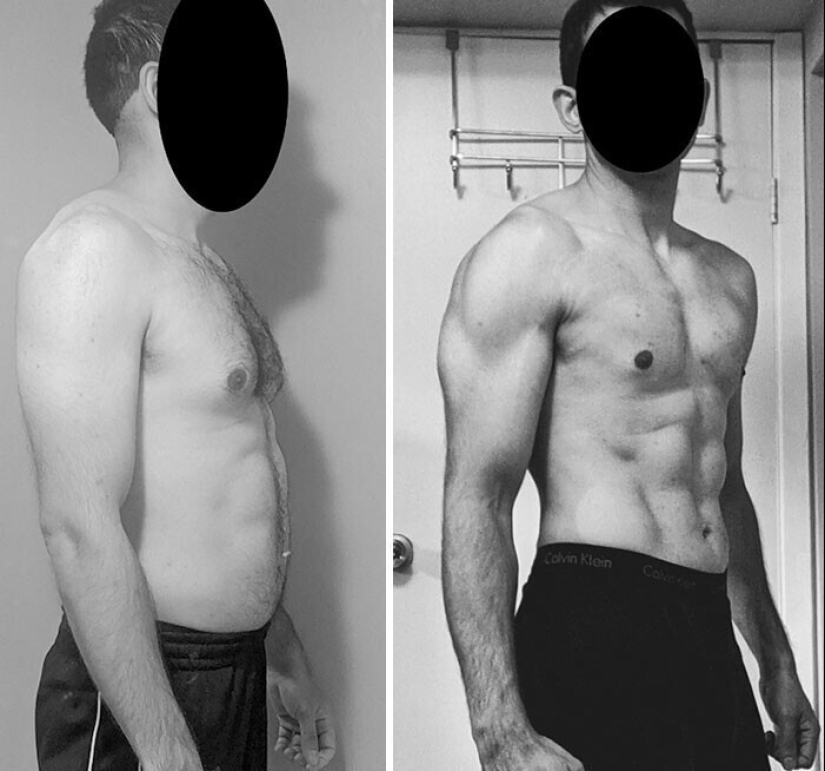 Same weight, different body: 30 examples of "before" and "after" training in the gym