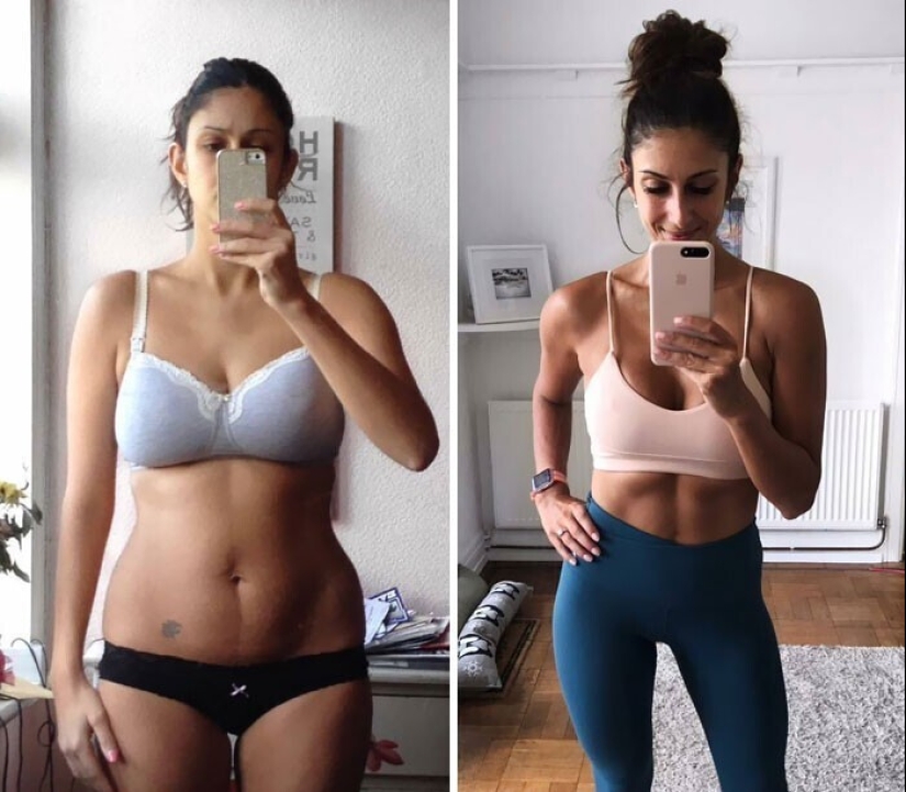 Same weight, different body: 30 examples of "before" and "after" training in the gym