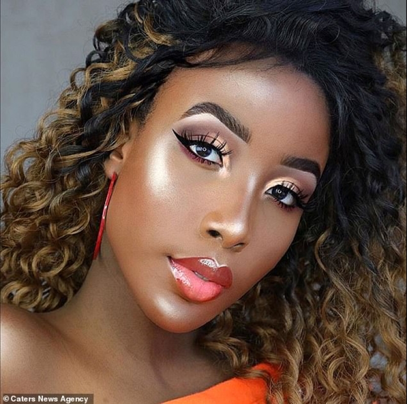 Stunning optical illusion on the face of the 20-year-old British women Stunning optical illusion on the face of the 20-year-old British women