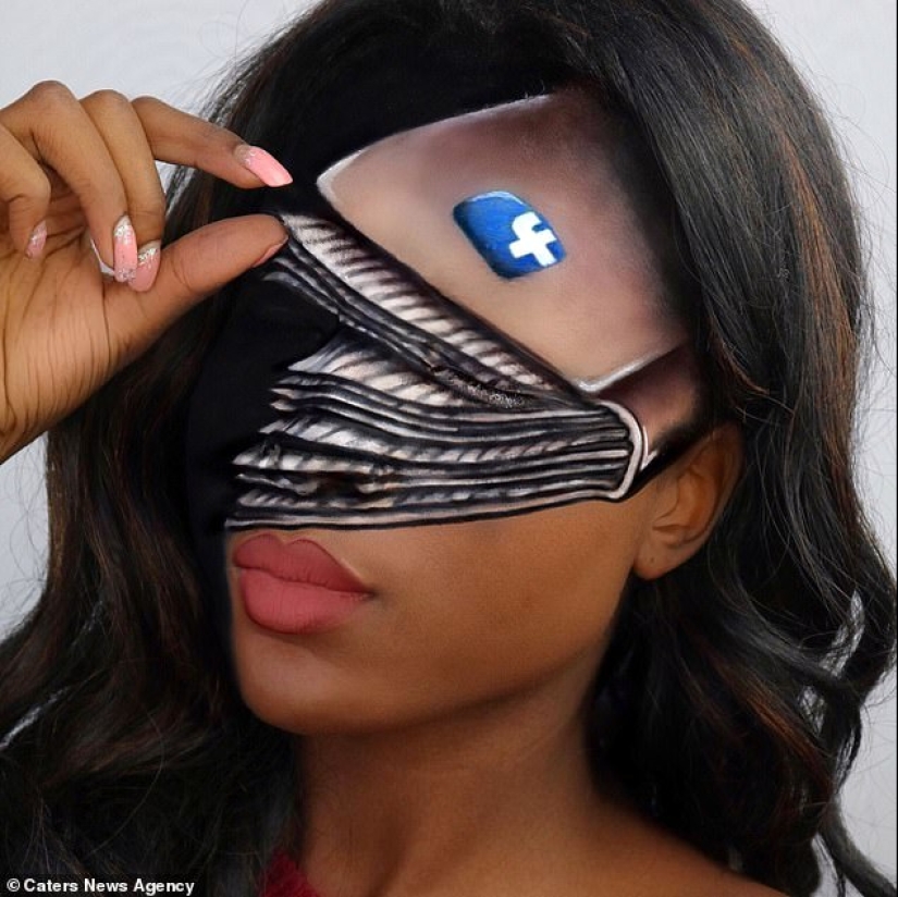 Stunning optical illusion on the face of the 20-year-old British women Stunning optical illusion on the face of the 20-year-old British women