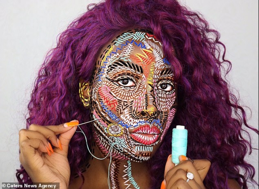 Stunning optical illusion on the face of the 20-year-old British women Stunning optical illusion on the face of the 20-year-old British women