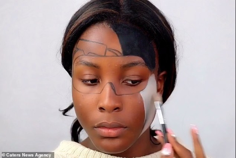 Stunning optical illusion on the face of the 20-year-old British women Stunning optical illusion on the face of the 20-year-old British women