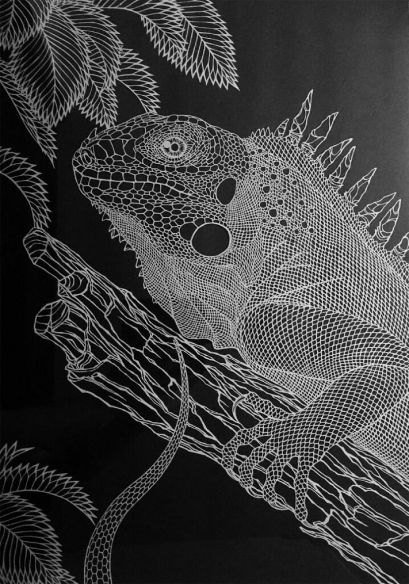 Talla de papel de filigrana de la artista japonesa Rika Fukuda