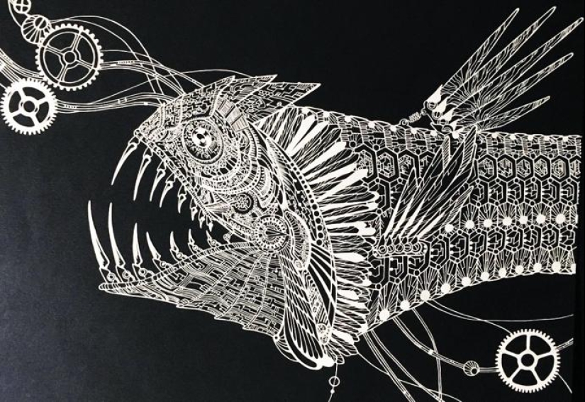 Talla de papel de filigrana de la artista japonesa Rika Fukuda